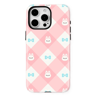 iPhone case,Grid Rabbit Bow case,protective cover,iPhone 16 Pro Max case,wireless charging case