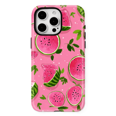iPhone 16 Pro Max case, watermelon phone case, dual-layer protection, wireless charging case, slim protective cover