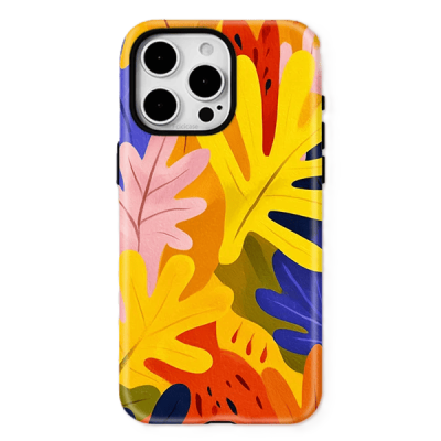iPhone case,colorful leaves case,protective cover,iPhone 16 Pro case,wireless charging