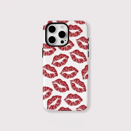 Acrylic TPU Magnetic Red Kiss Pattern iPhone case