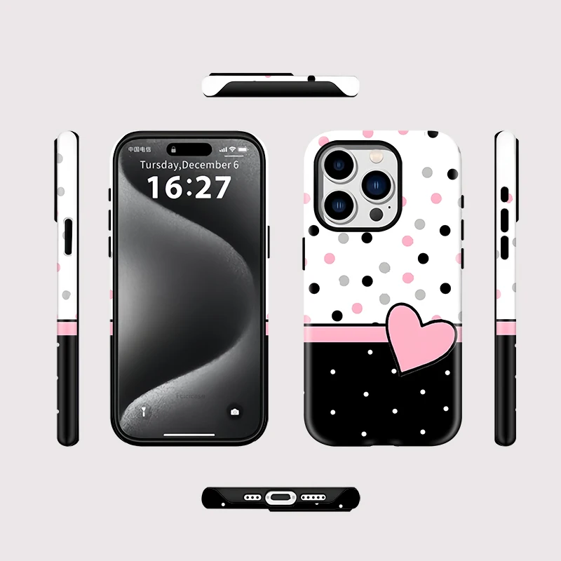 Love Heart Circular Dots Case iPhone 16 Pro Max - View 2