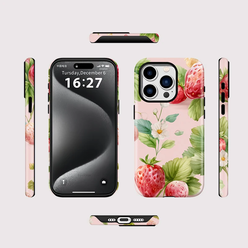 Fruits Strawberry Pattern 2-in-1 Magnetic Cover - iPhone 15 - View 2