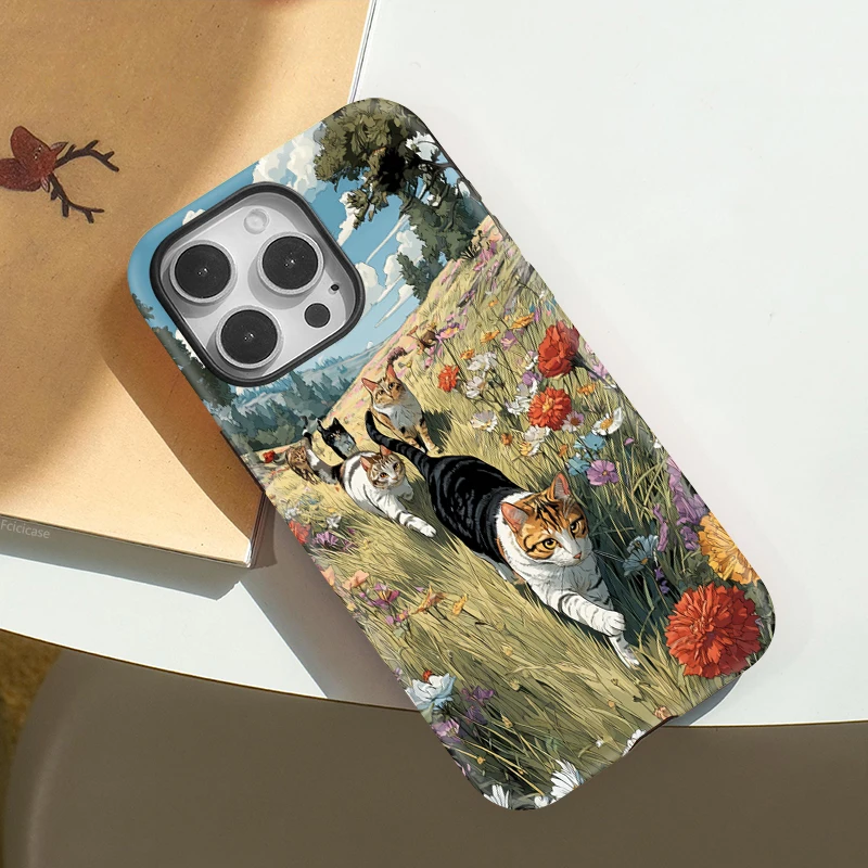 Cute Cats Flower Magnetic Case iPhone 15 Pro Max - View 3