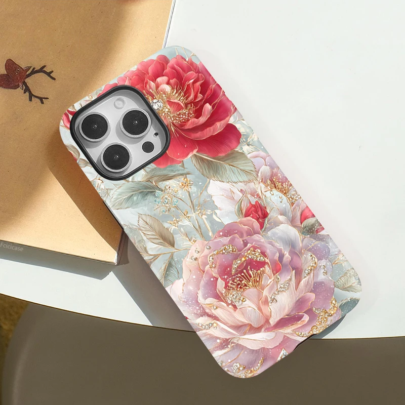 Flower Pattern Acrylic TPU Case iPhone 16 - View 3