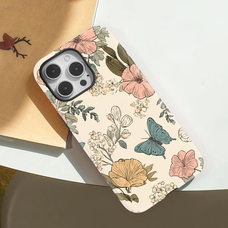 Flower Butterfly Matte PC Case iPhone 15 Pro Max - View 3