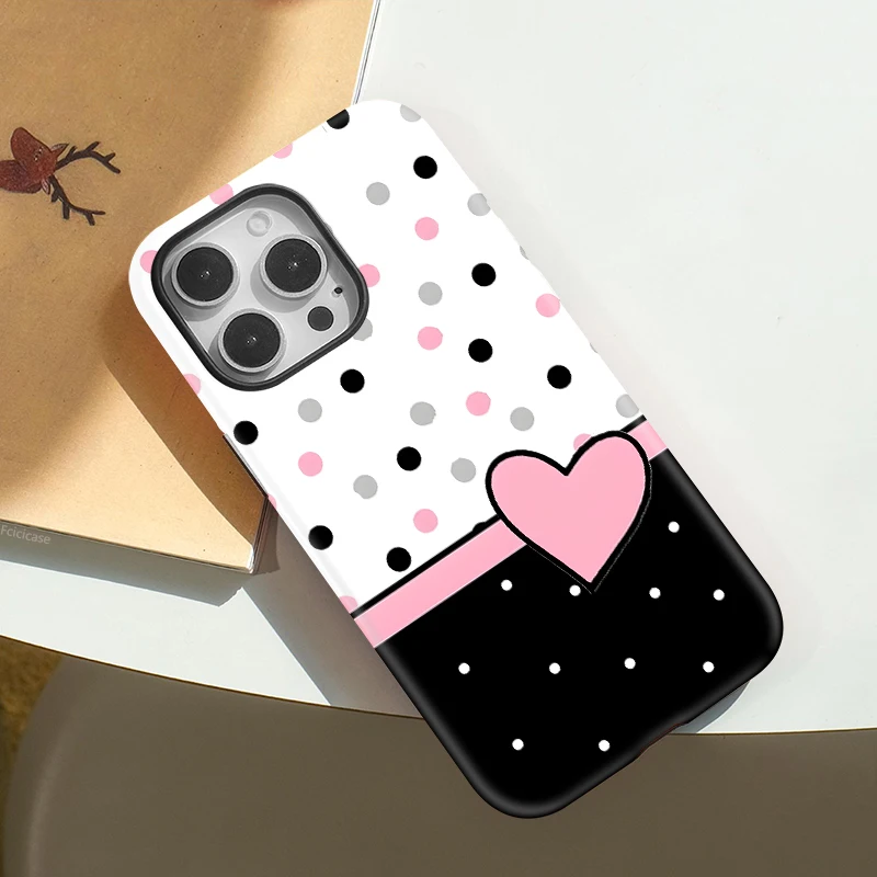 Love Heart Circular Dots Case iPhone 16 Pro Max - View 3