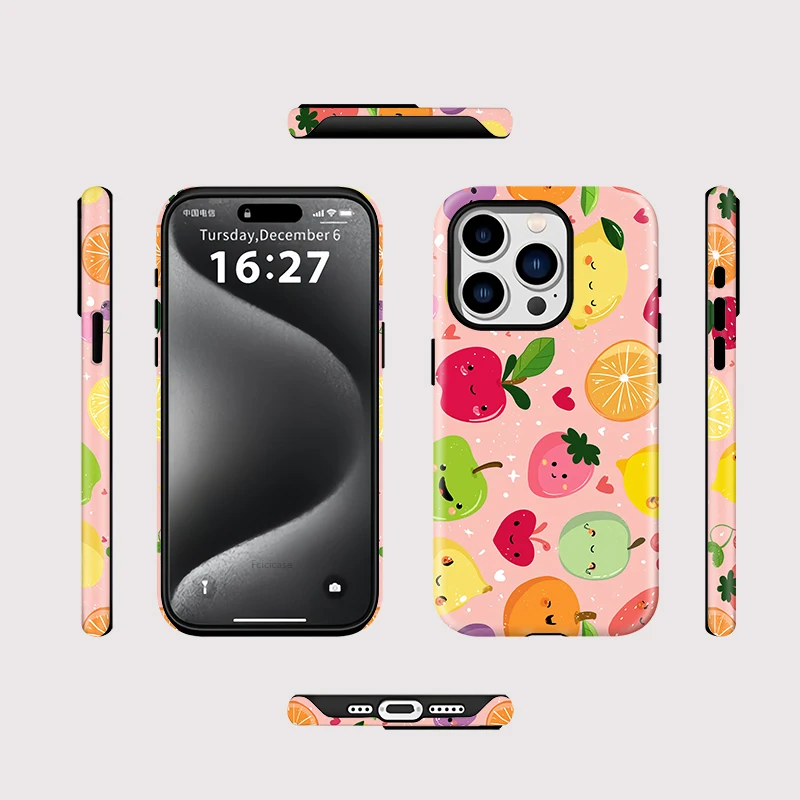 Fruits Apple Orange Strawberry Case iPhone 15 Pro Max - View 2