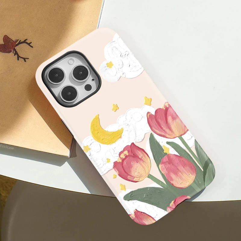Flower Moon Stars Magnetic Case iPhone 15 Pro Max - View 3