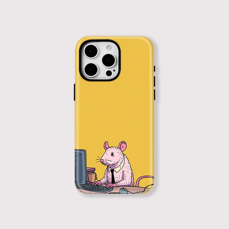 Cute Working Mouse 2-in-1 Case iPhone 15 Pro Max - View 1