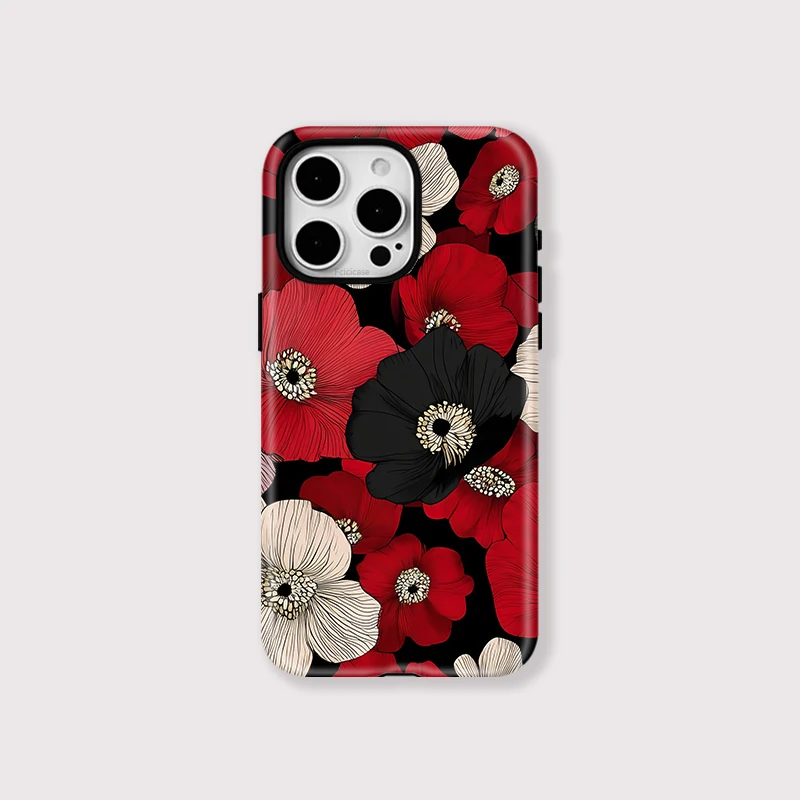 Shockproof Bumper Acrylic TPU Flower Print Case - iPhone 16 Pro - View 1