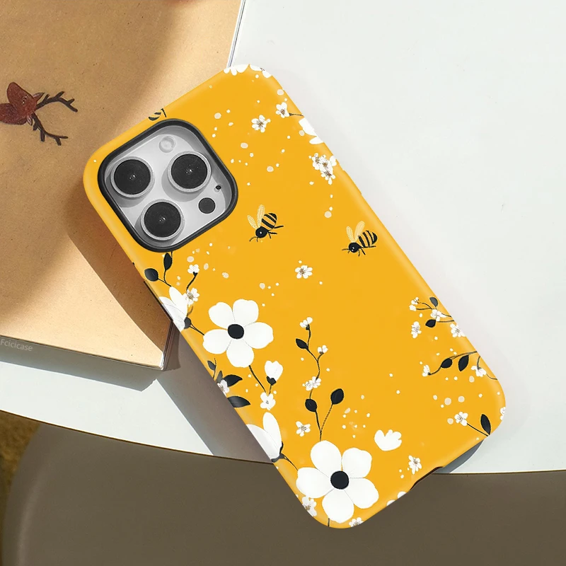 Cute Bee Flower Acrylic Case iPhone 16 Pro - View 3