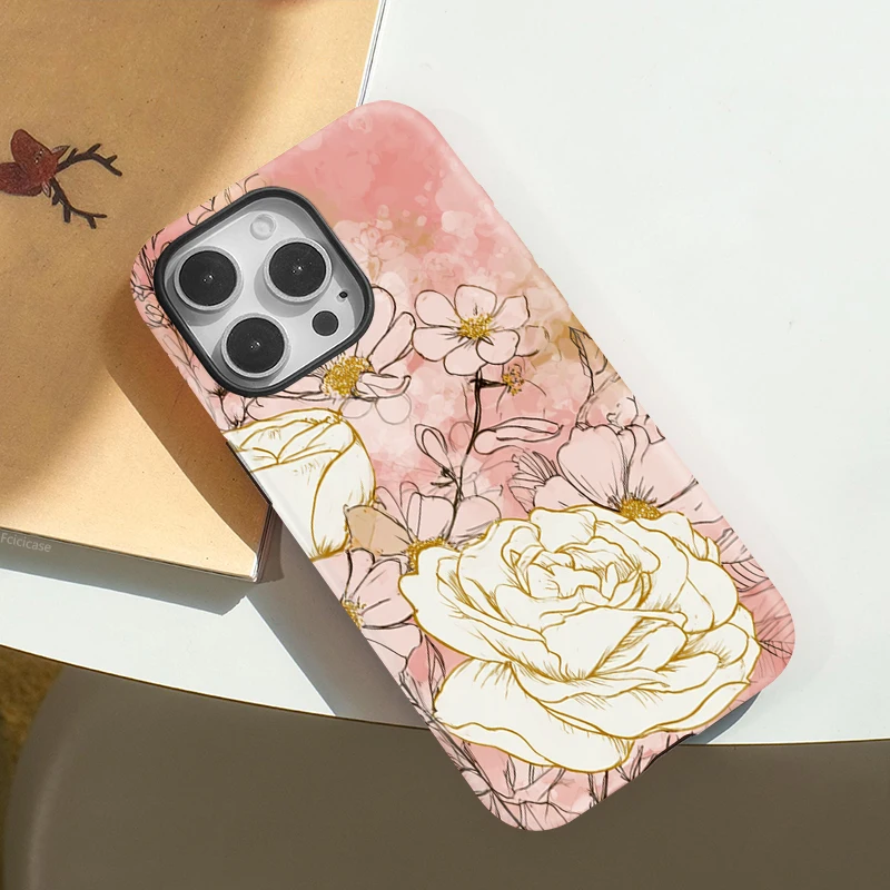 Flower Pattern Shockproof Case iPhone 16 - View 3