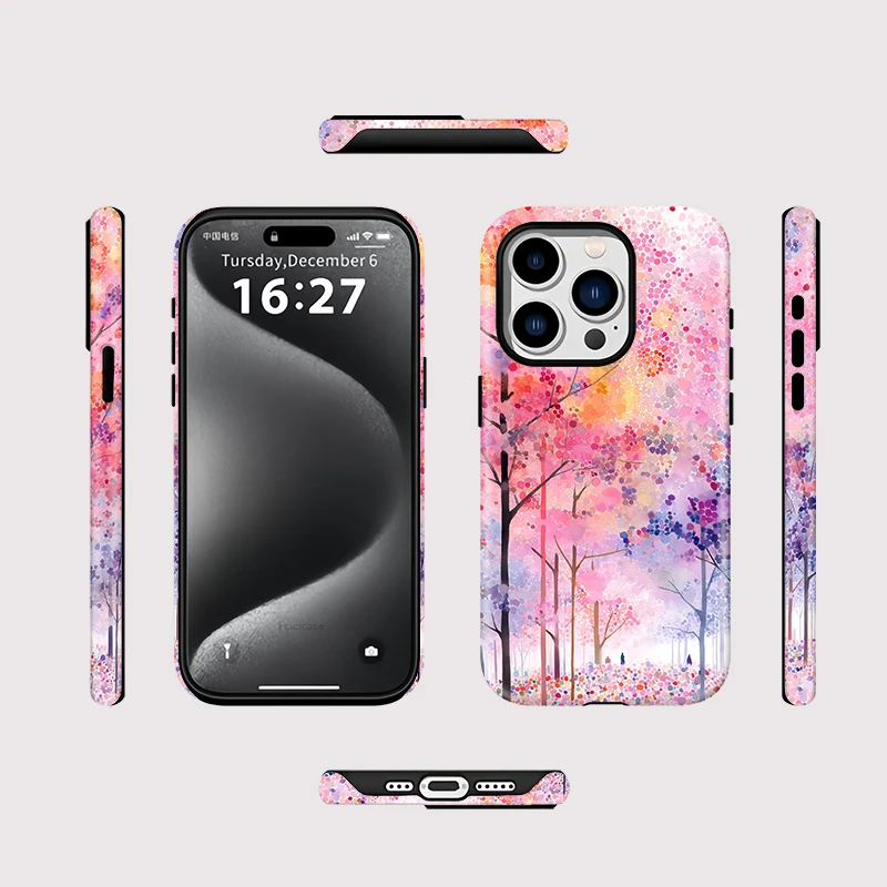Colorful Tree Leaves Shockproof Case iPhone 16 Plus - View 2