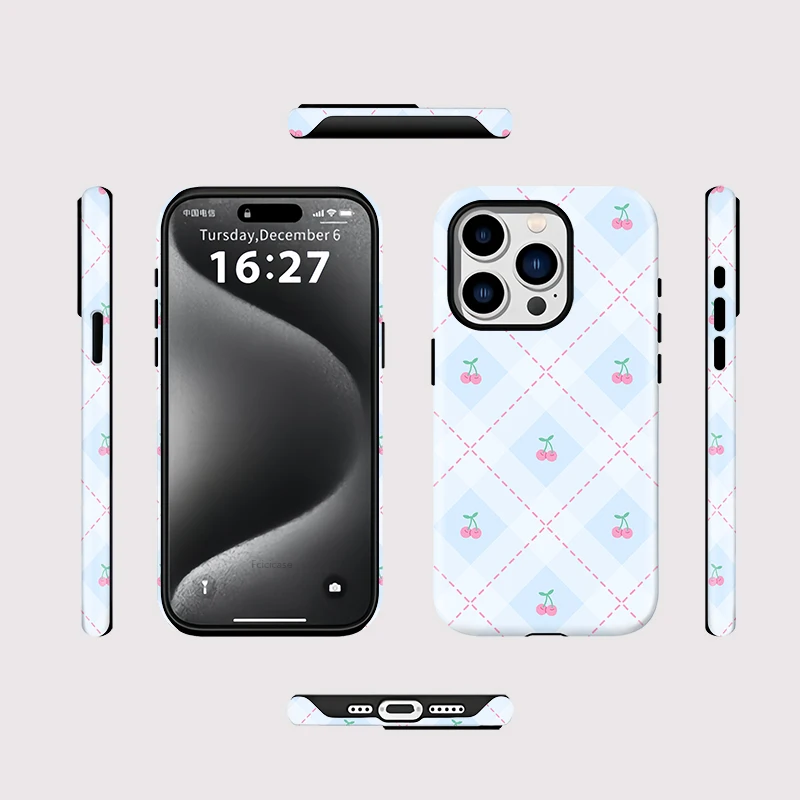 Luxury Cherry Grid 2-in-1 Case iPhone 16 - View 2