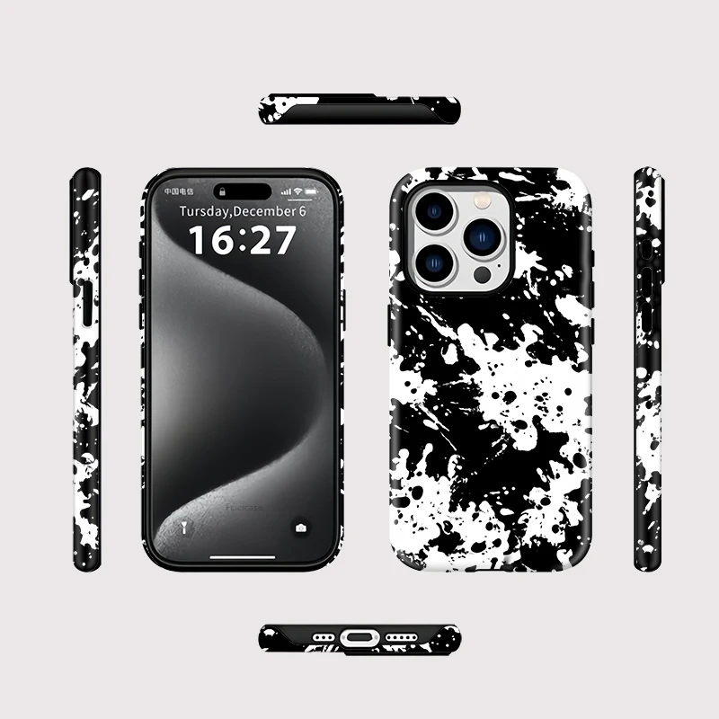 Black White Painting PC Case iPhone 16 Pro Max - View 2