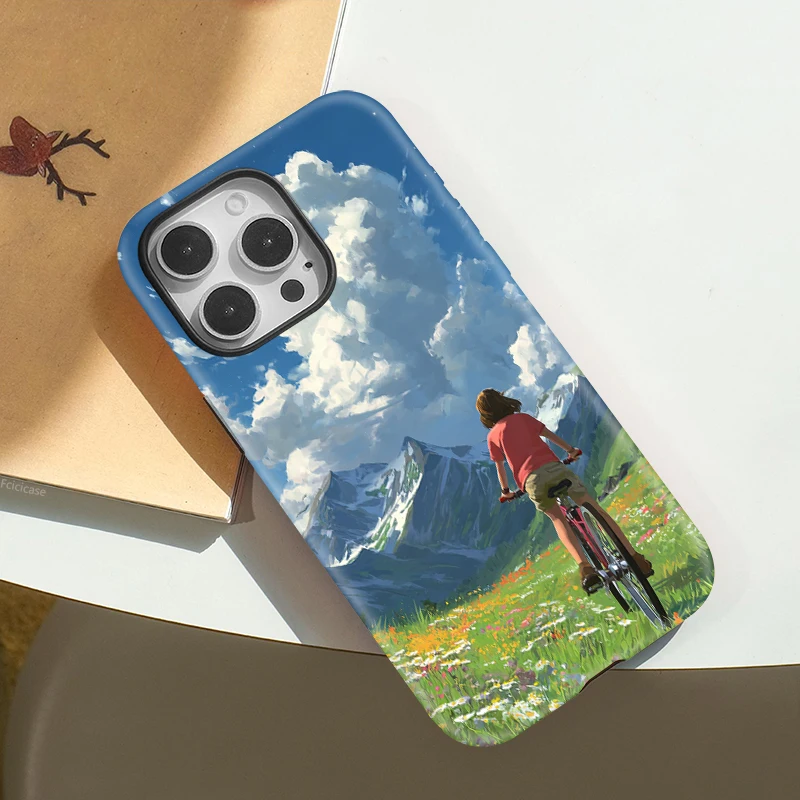 Mountain Flower Girl Anti-fall Case iPhone 15 Pro Max - View 3