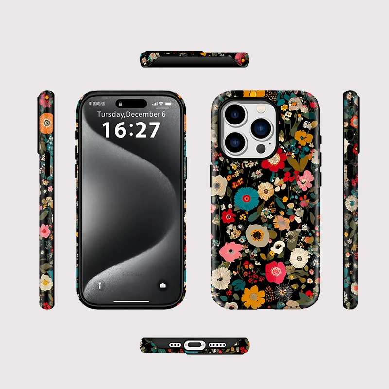 Flower Painting Silicone Case iPhone 15 Pro Max - View 2