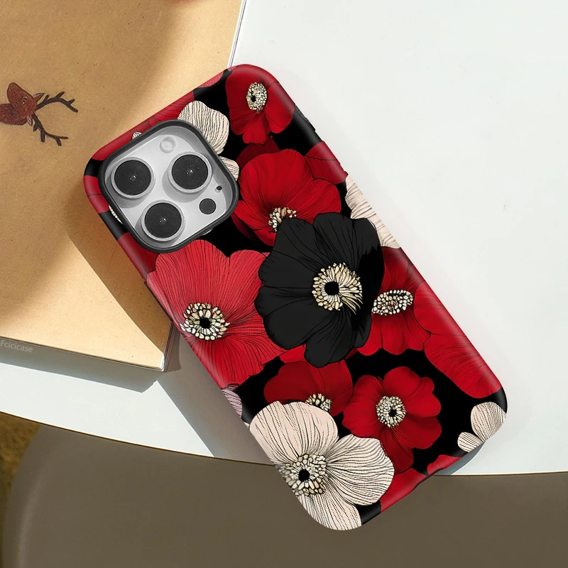 Shockproof Bumper Acrylic TPU Flower Print Case - iPhone 16 Pro - View 3