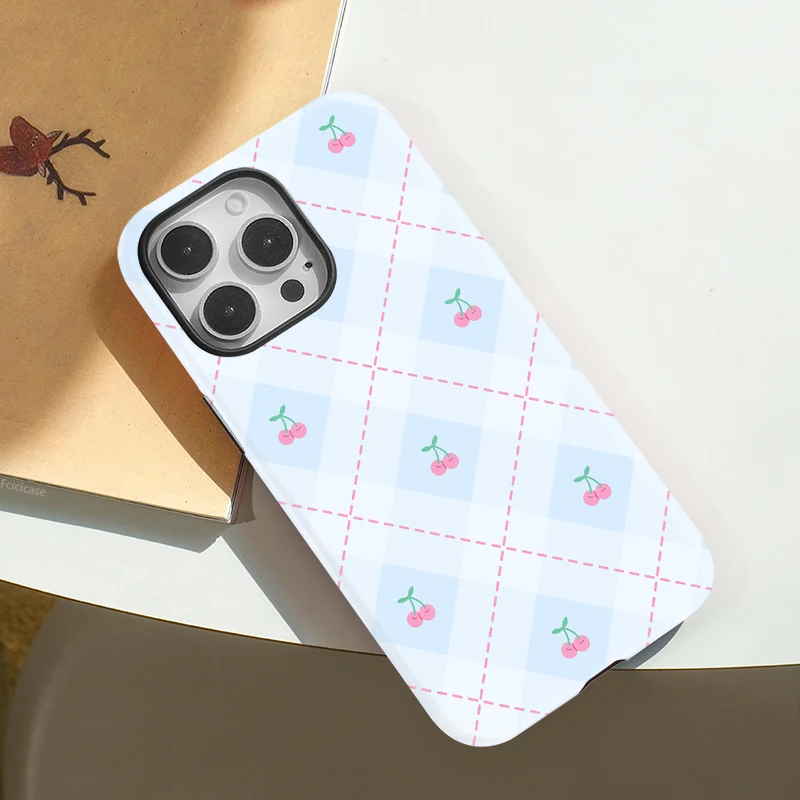 Luxury Cherry Grid 2-in-1 Case iPhone 16 - View 3