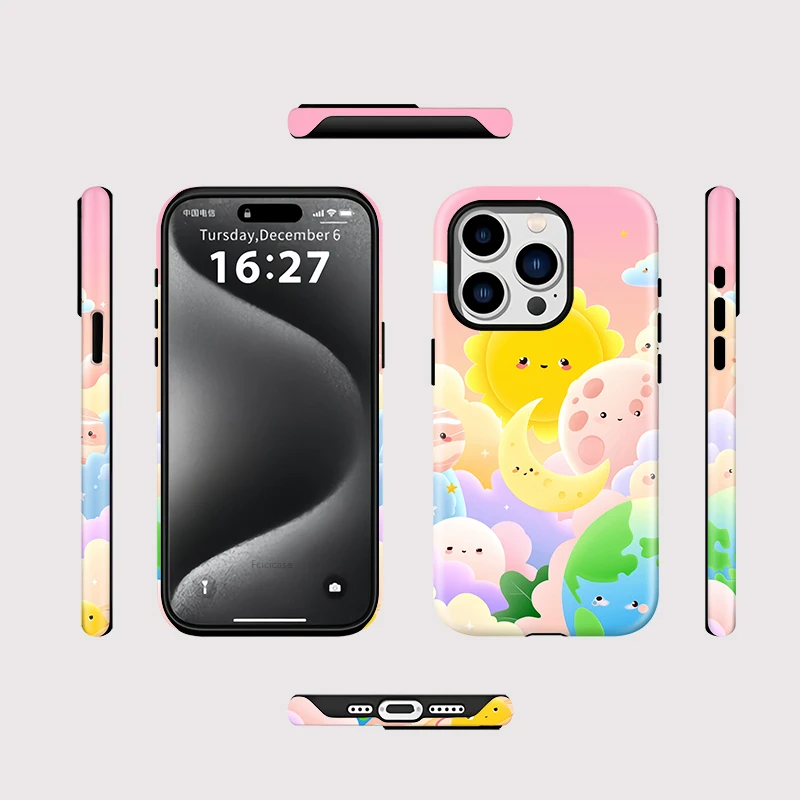 Cartoon Sun Moon 2-in-1 Case iPhone 16 Plus - View 2