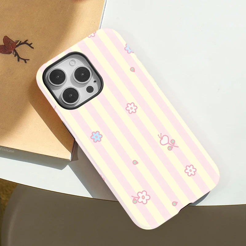 Flower Stripe Magnetic Acrylic Case iPhone 16 Pro Max - View 3