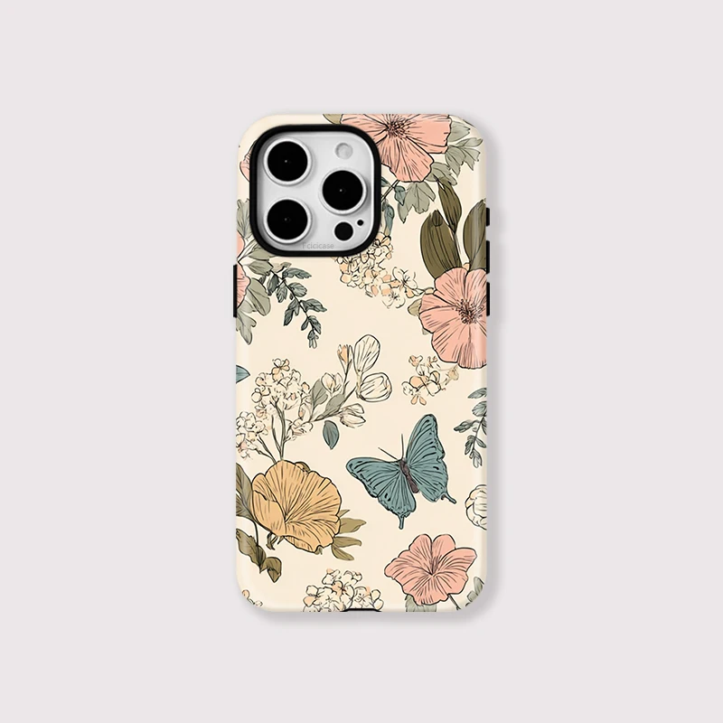 Flower Butterfly Matte PC Case iPhone 15 Pro Max - View 1