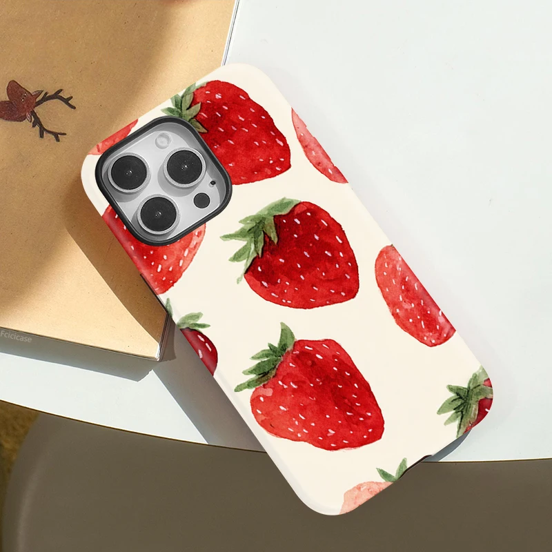 Cute Strawberry Magnetic Case iPhone 16 - View 3