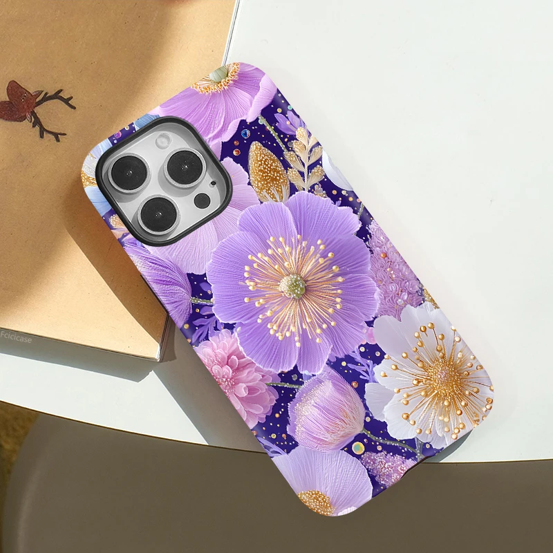 Flower Pattern PC+TPU Case iPhone 16 Plus - View 3