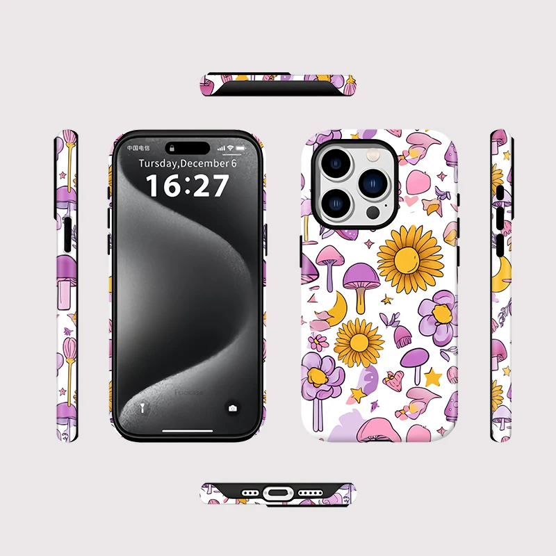 Mushroom Flower Shockproof Cover iPhone 16 Pro Max - View 2