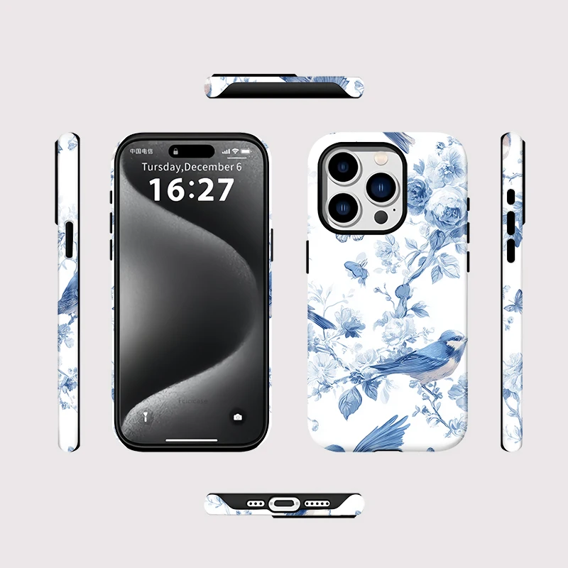 Butterfly Bird Flower Print Case iPhone 15 Pro Max - View 2