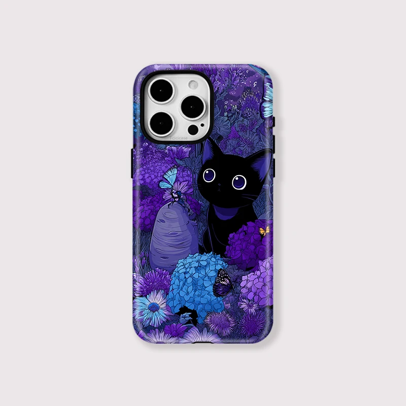 Rugged Armor Flower Cat Shockproof Case - iPhone 15 - View 1