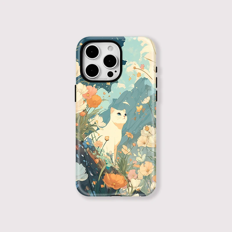 Two-in-One Flower Cat Shockproof Case iPhone 16 Plus - View 1