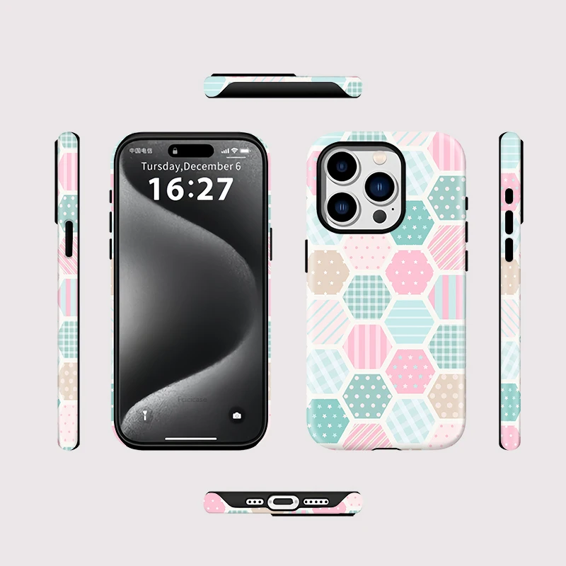 Colorful Grid Double-Layer Case iPhone 15 Pro Max - View 2