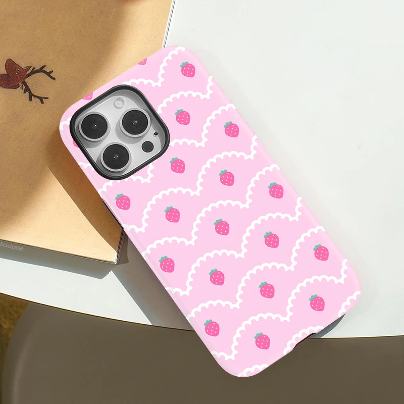 Stripe Strawberry Two-in-One Magnetic Case - iPhone 15 Pro - View 3