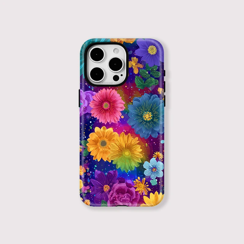 Matte Colorful Floral PC Case iPhone 16 Plus - View 1
