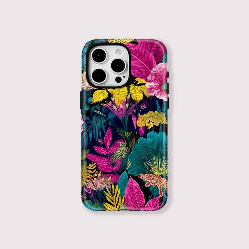 Floral Leaves Double-layer Luxury Case iPhone 15 Pro Max - View 1