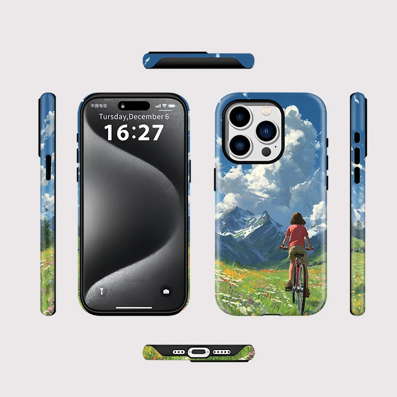 Mountain Flower Girl Anti-fall Case iPhone 15 Pro Max - View 2