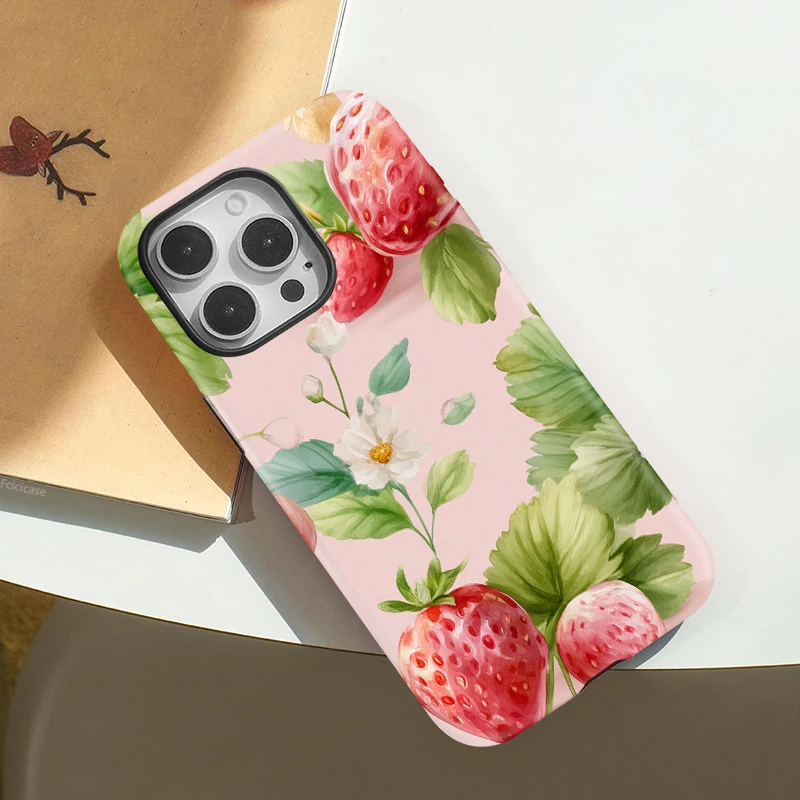 Fruits Strawberry Pattern 2-in-1 Magnetic Cover - iPhone 15 - View 4