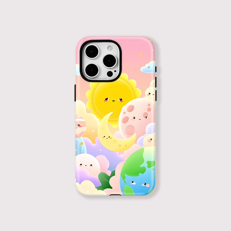 Cartoon Sun Moon 2-in-1 Case iPhone 16 Plus - View 1