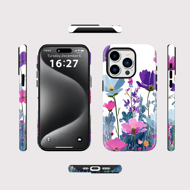 Flower Pattern Two-in-One MagSafe Case iPhone 15 Pro Max - View 2