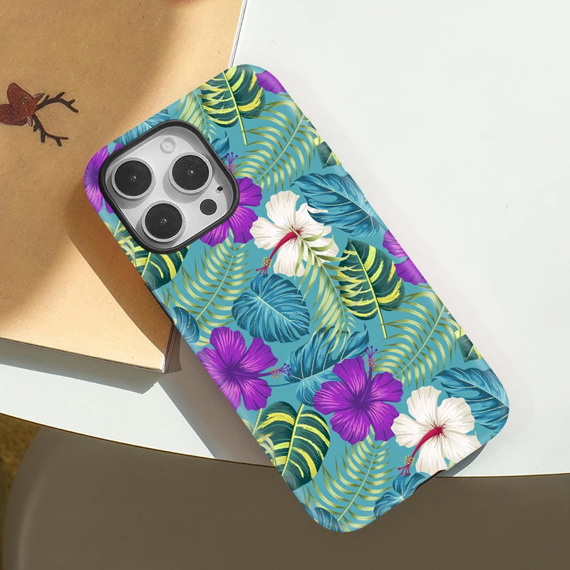 Fashion Leaves Floral Double-Layer Case iPhone 16 Pro Max - View 3