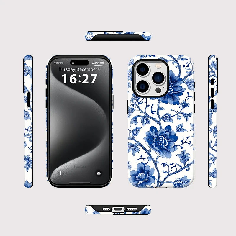 Bumper Flower Print Shockproof Case iPhone 16 Pro Max - View 2