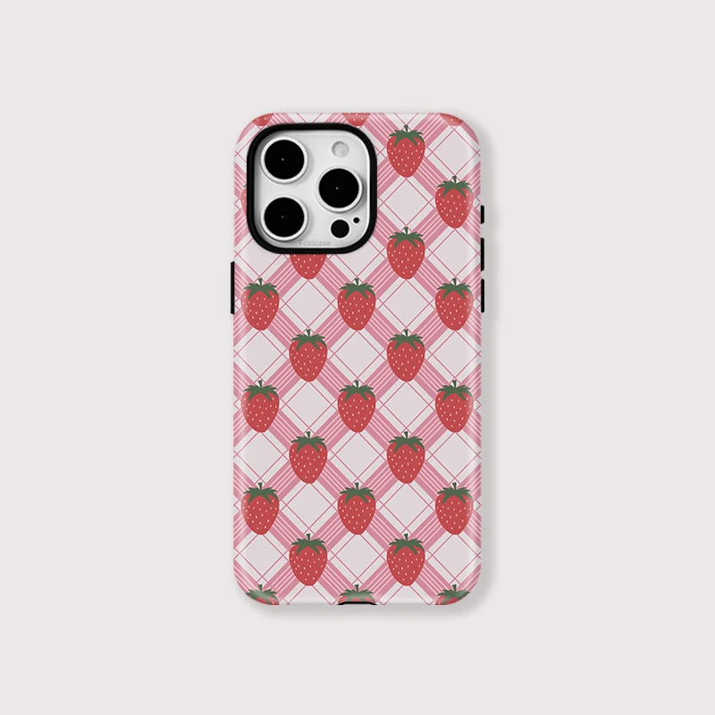 Strawberry Grid Shockproof Case iPhone 15 Plus - View 1