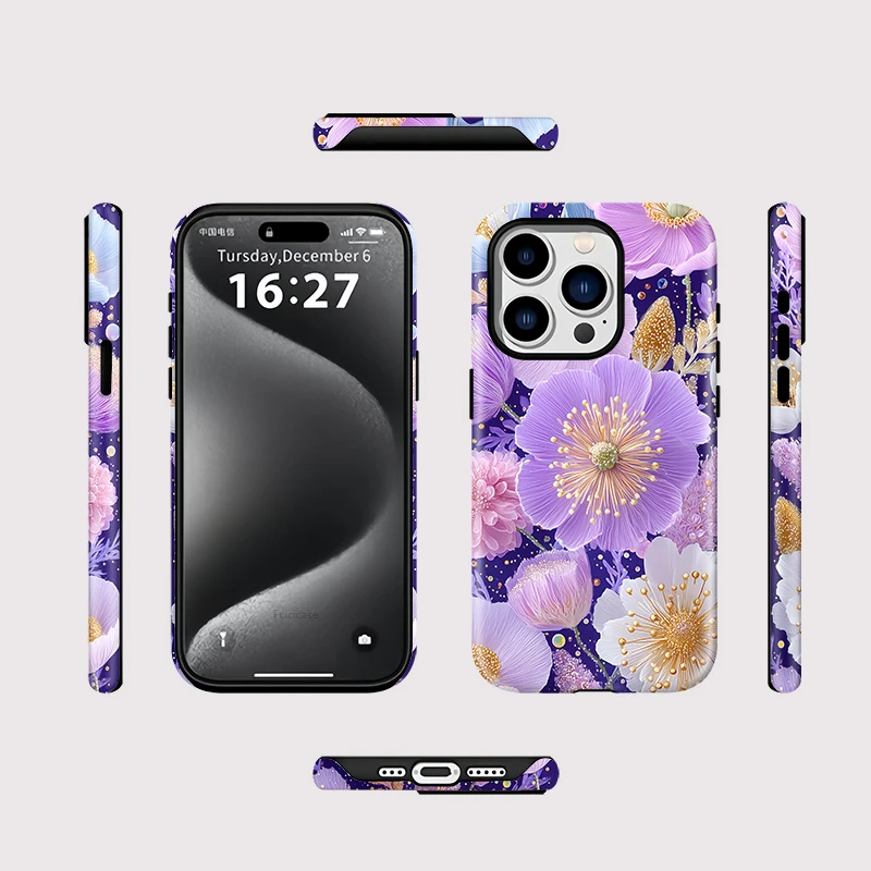 Flower Pattern PC+TPU Case iPhone 16 Plus - View 2