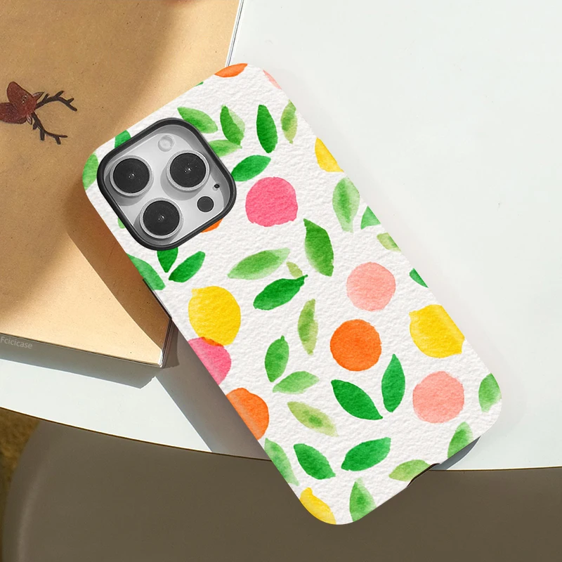 Lemon Leaves Shockproof Case iPhone 16 Pro Max - View 3