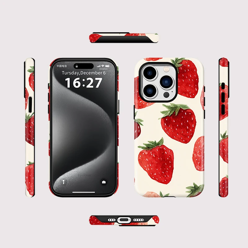 Cute Strawberry Magnetic Case iPhone 16 - View 2