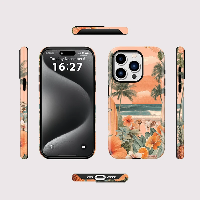 Cute Dogs Flowers Acrylic Case iPhone 15 Pro Max - View 2