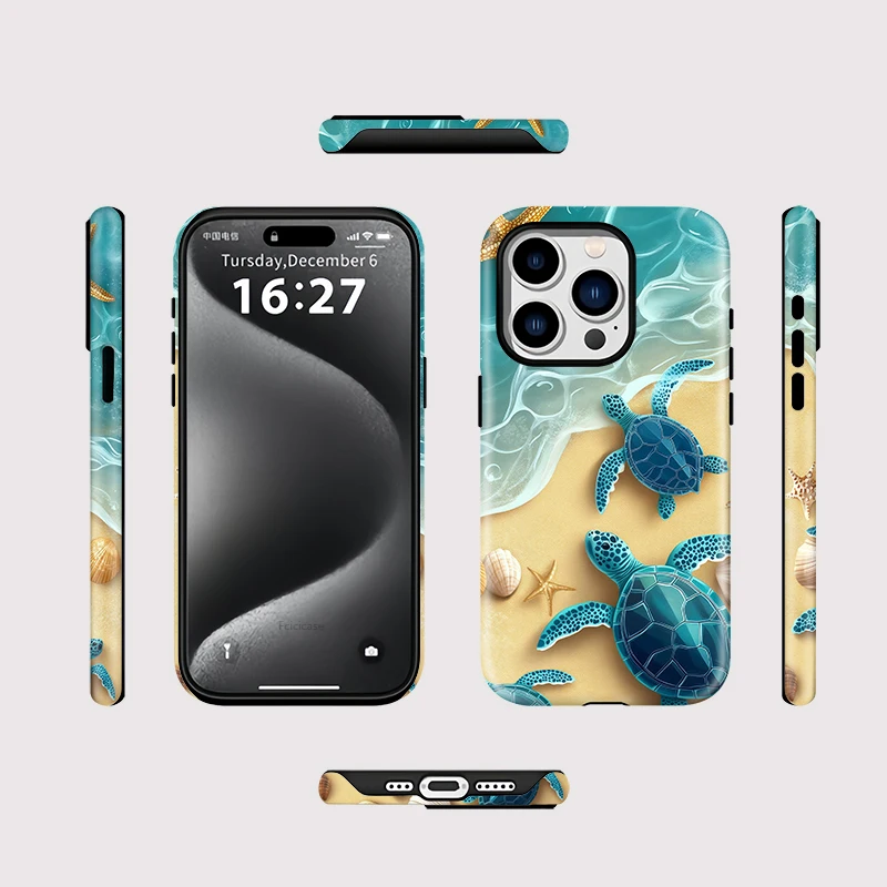 Shockproof Sea Turtle Pattern Case iPhone 15 Pro Max - View 2