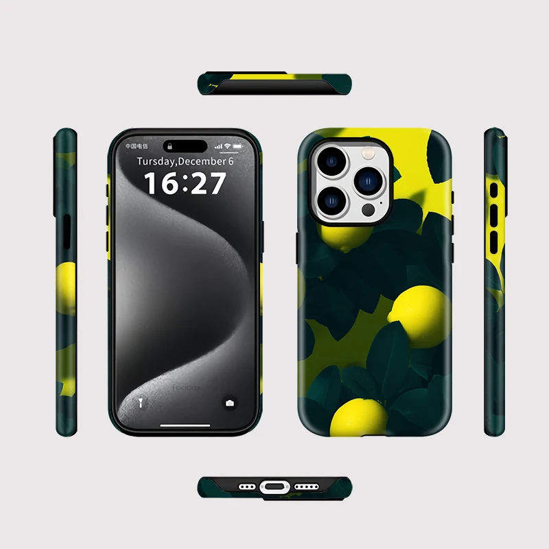 Lemon Pattern Shockproof Case iPhone 16 Pro Max - View 2