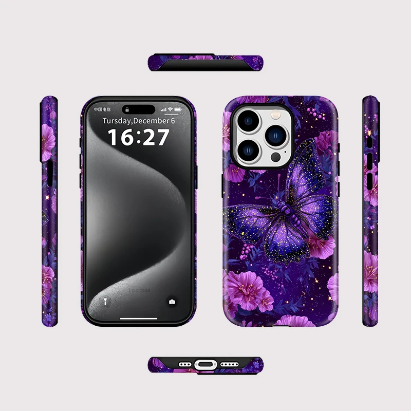 Fashion Butterfly Flower MagSafe Case iPhone 15 Pro Max - View 2
